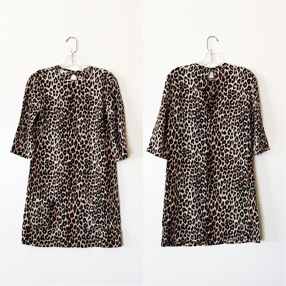 Equipment Femme Aubrey Silk Shift Dress in Natural Cheetah - Picture 2 of 8